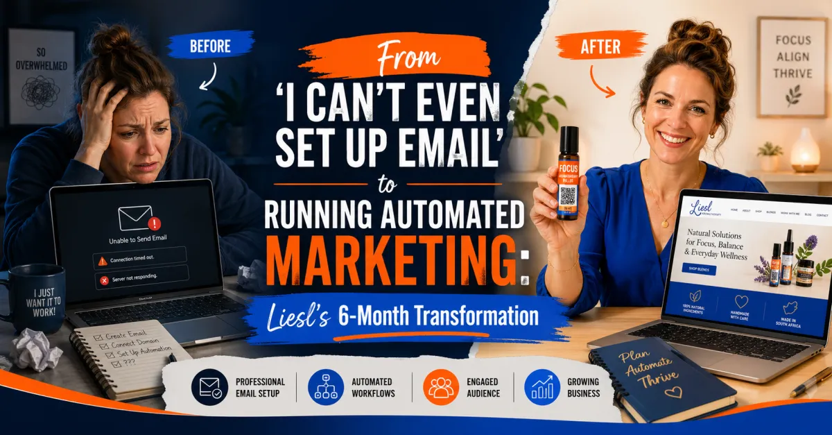 From 'I Can't Even Set Up Email' to Running Automated Marketing: Liesl's 6-Month Transformation