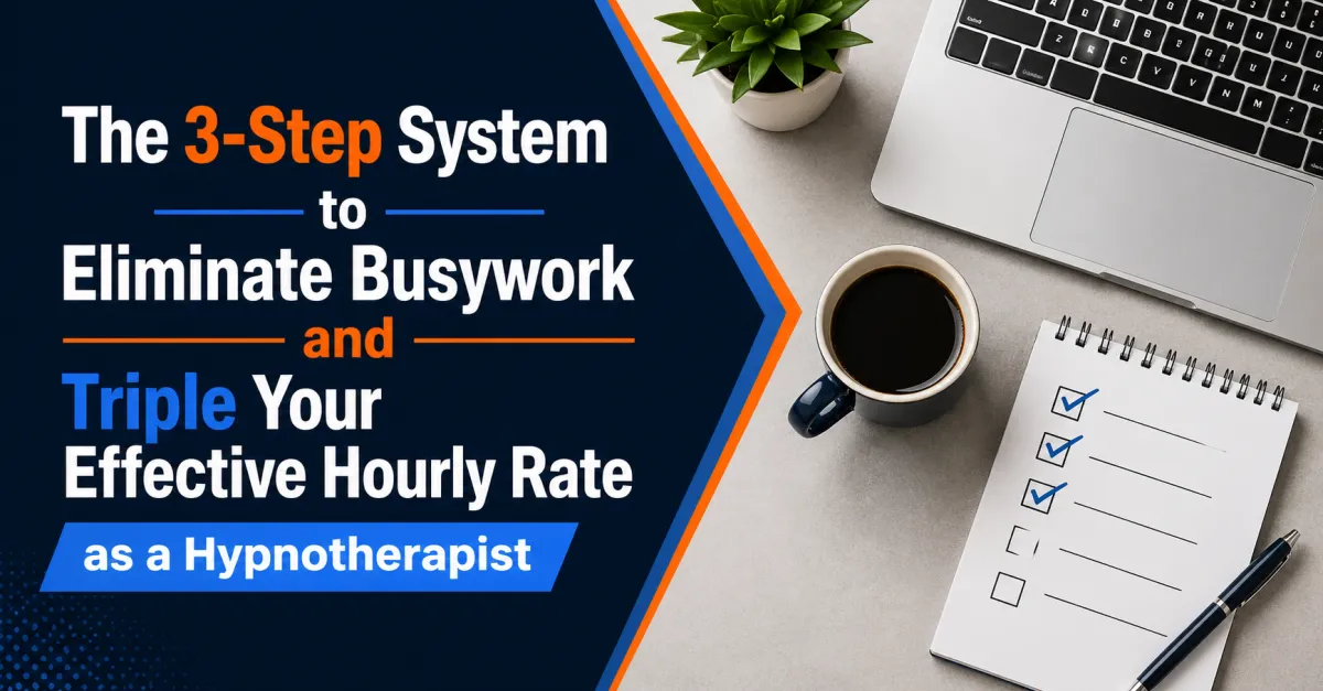 The 3-Step System to Eliminate Busywork and Triple Your Effective Hourly Rate as a Hypnotherapist