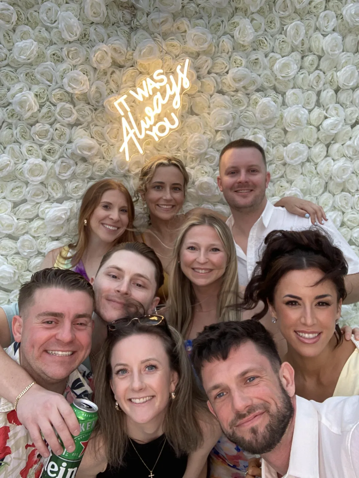 Family at a baby shower with the booth