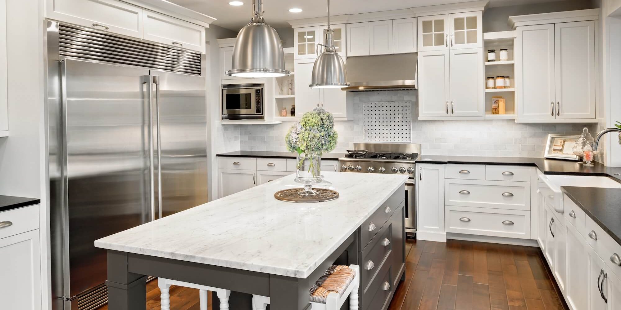 Professionally refinished kitchen cabinets