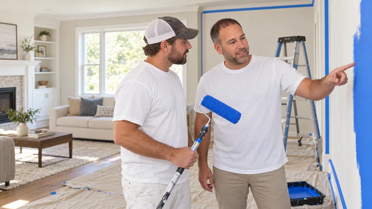 Jerel Clark reviewing a residential painting project