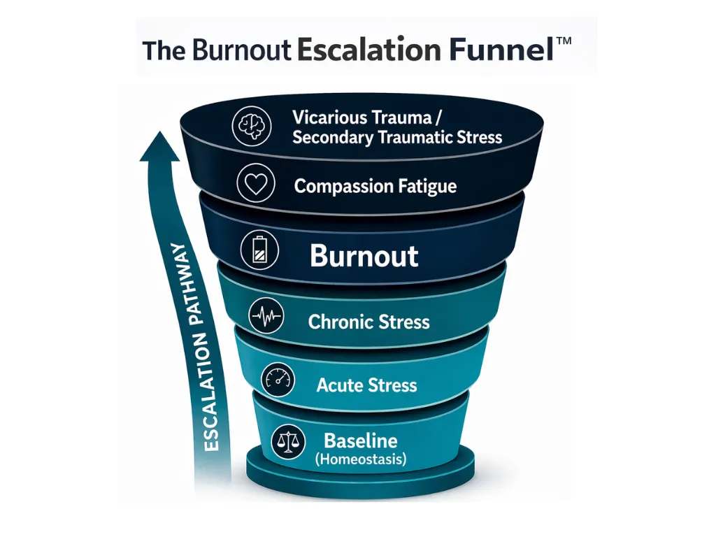 diagram of the burnout escalation funnel