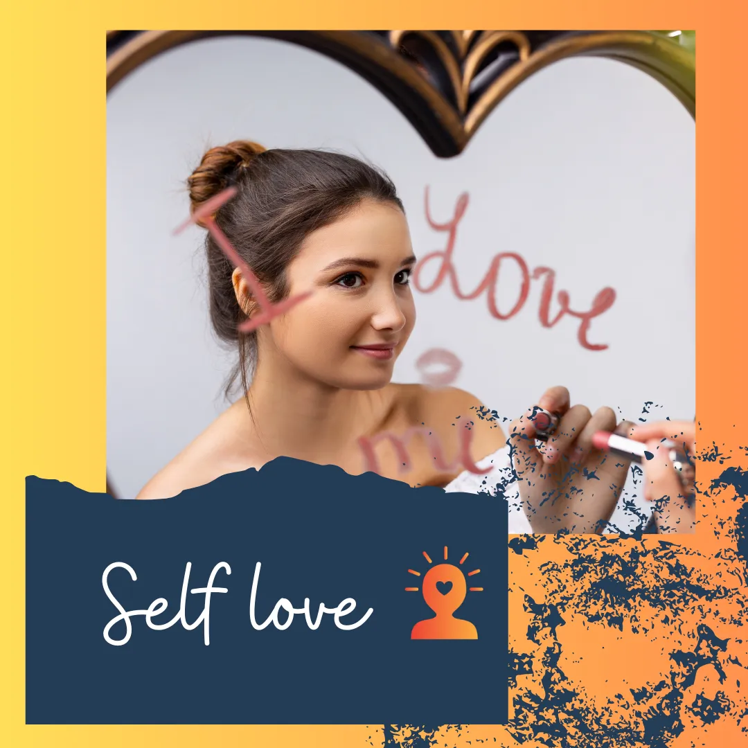 The Highest Frequency, self love, lady writes on mirror with lipstick I love me