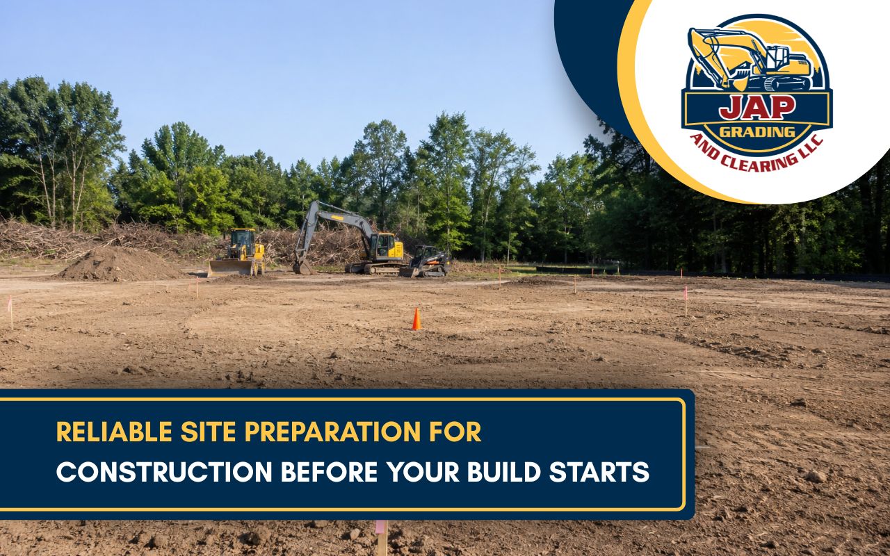 site preparation for construction on a cleared lot before grading