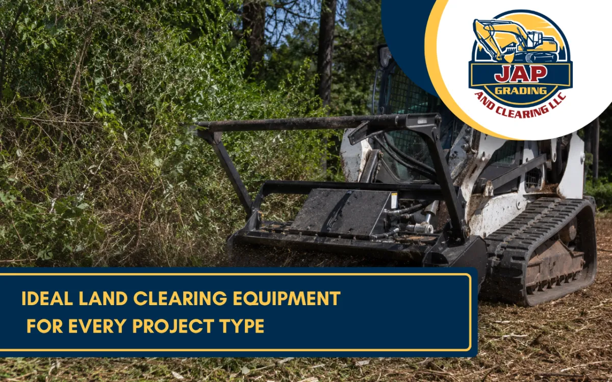 Land clearing equipment working on a small property