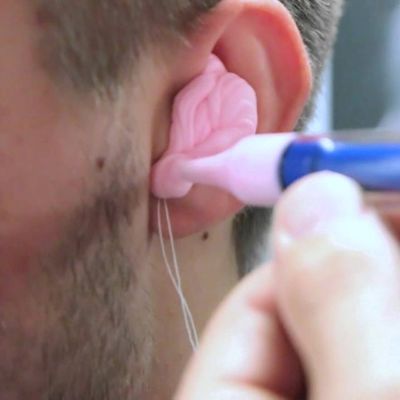 close up of an ear impression