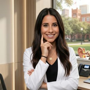 audiologist in her office
