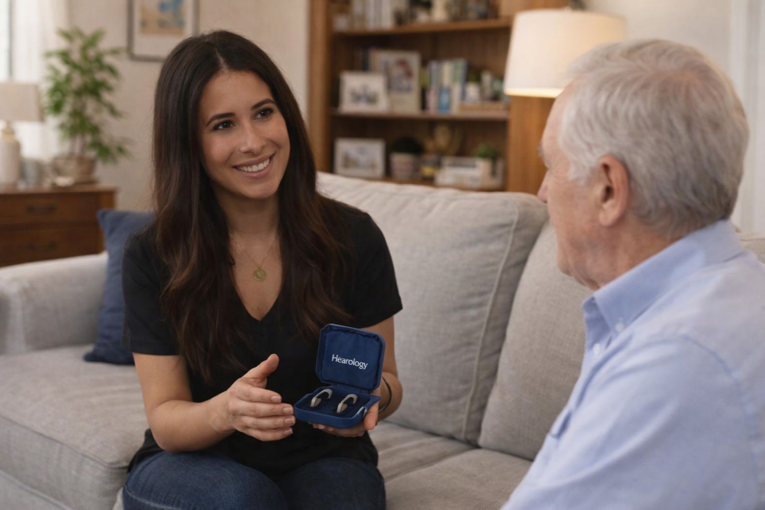 Sandra works with a patient in their home