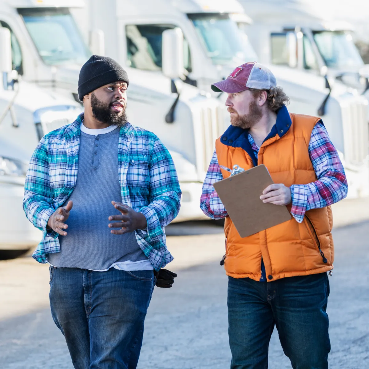 Two safety officers having a  conversation