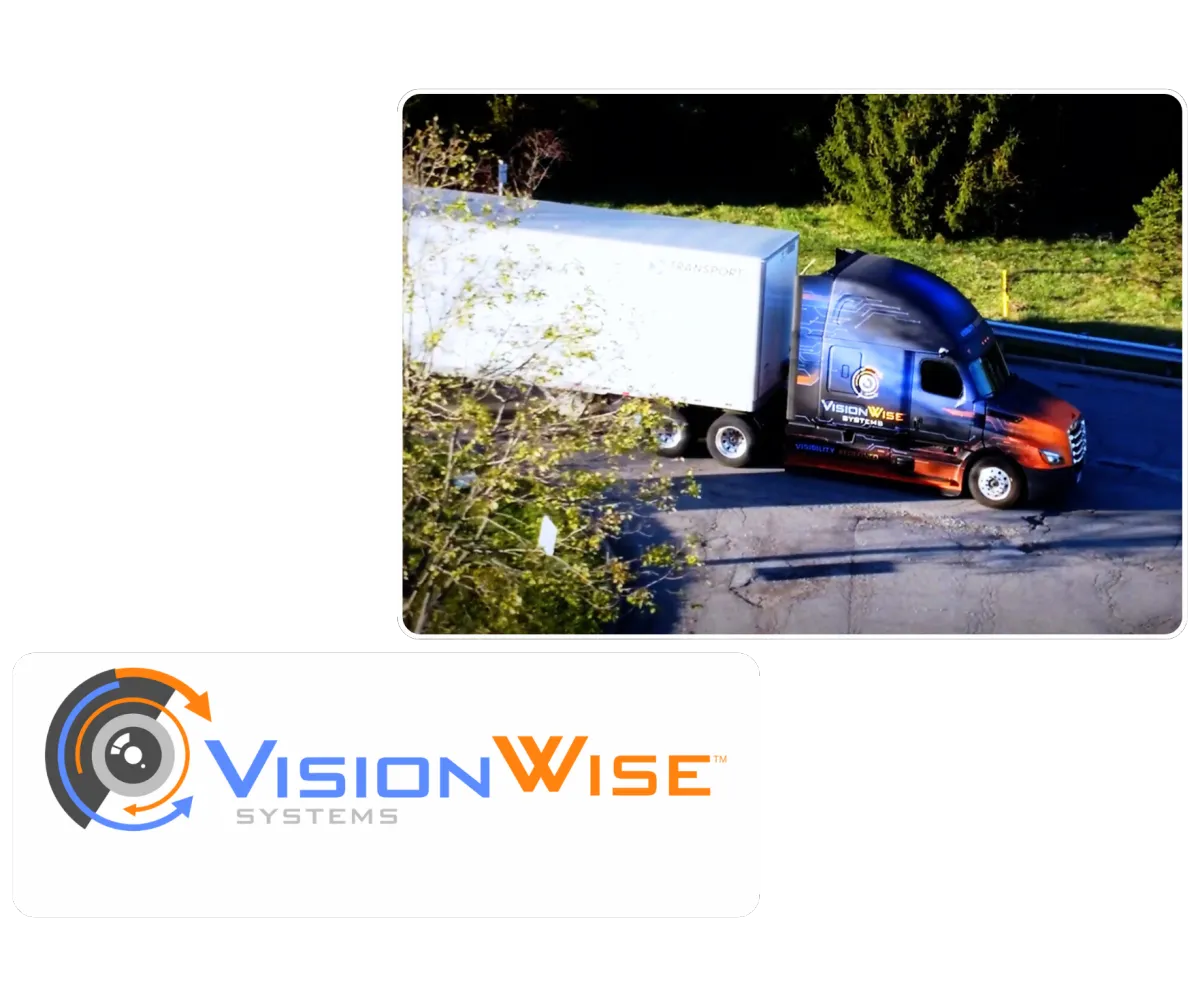 Picture of mirrorless truck with VisionWise branding