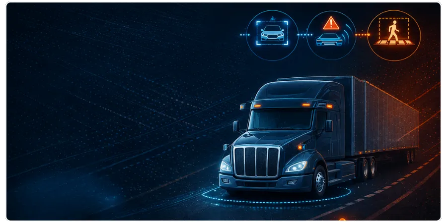 Modern mirrorless truck showing object detection