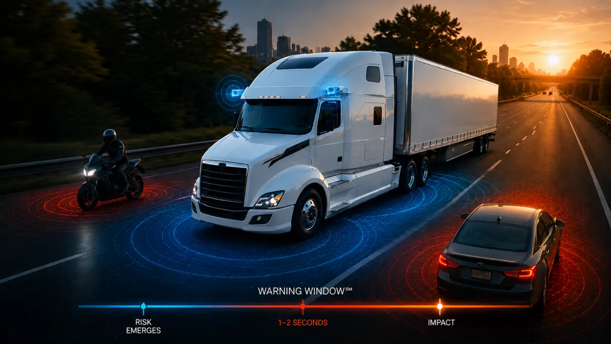 Modern mirrorless truck showing object detection