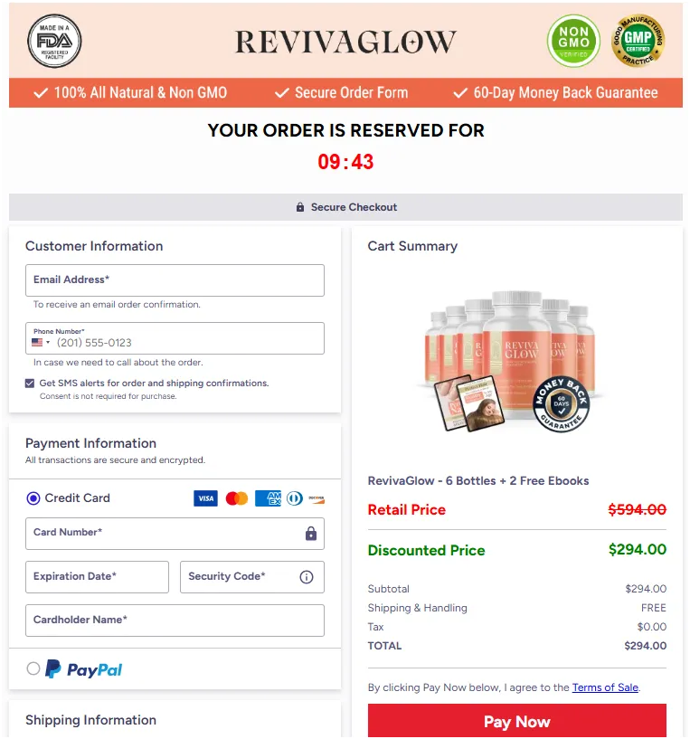 RevivaGlow-checkout-page