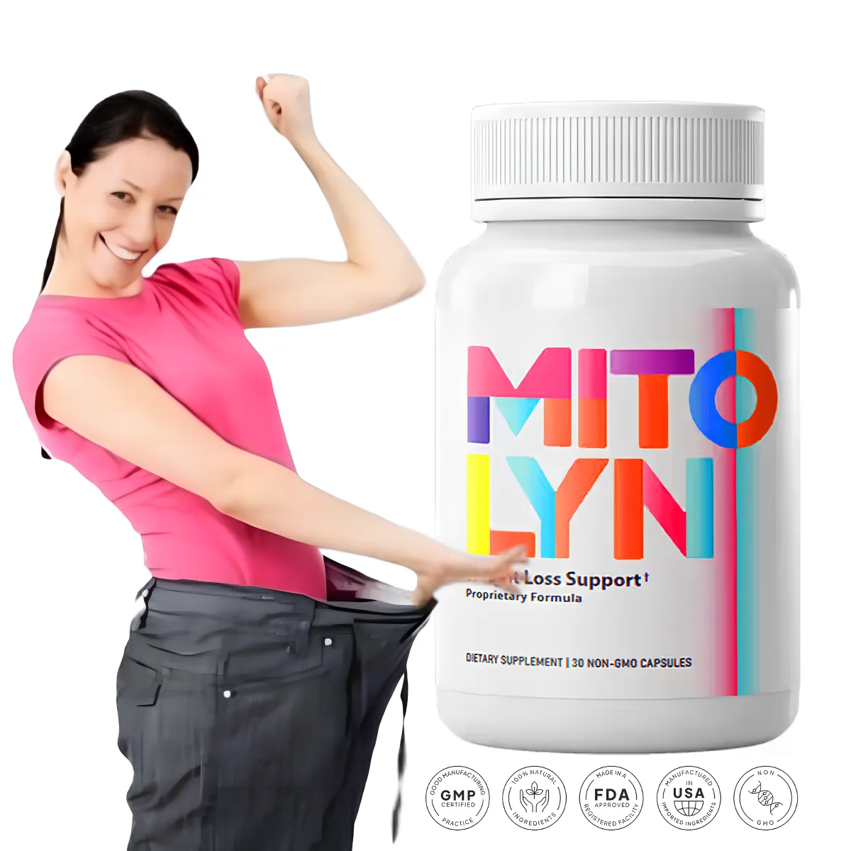 MitoLyn weight loss supplement bottle with natural ingredients