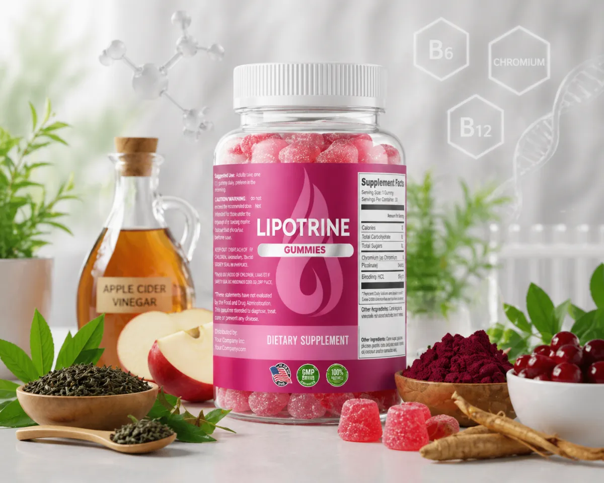 Lipotrine product with healthy lifestyle concept image