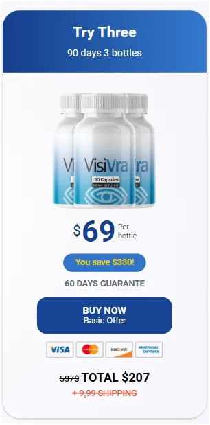 Visivra three bottle supplement package for daily wellness support
