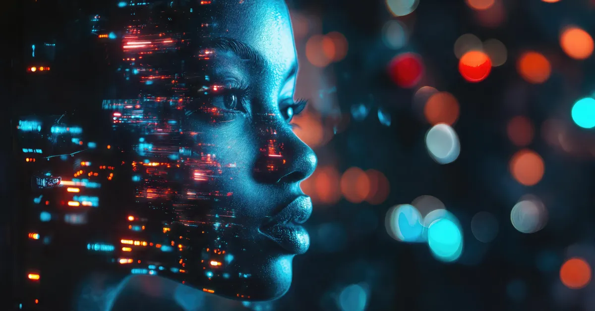 Image of a person with a futuristic background