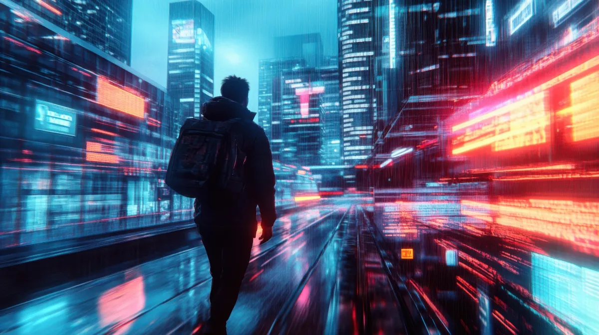 Image of a person with a futuristic skyline