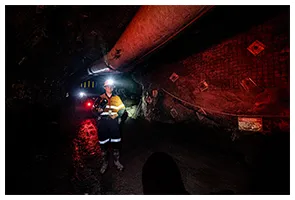 Filming underground in a mine