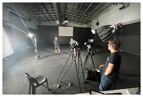 Two-camera setup in a studio