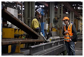 Filming on a factory floor