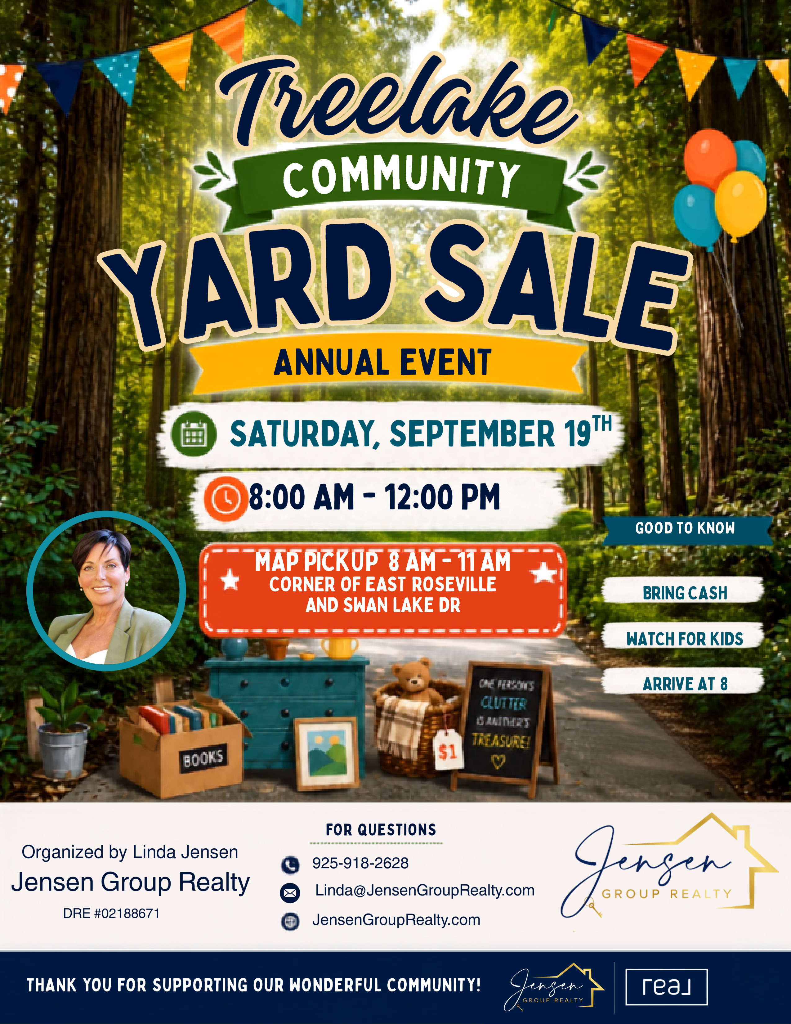 Treelake Community Yard Sale flyer, Saturday September 19, 8am to 12pm, Granite Bay
