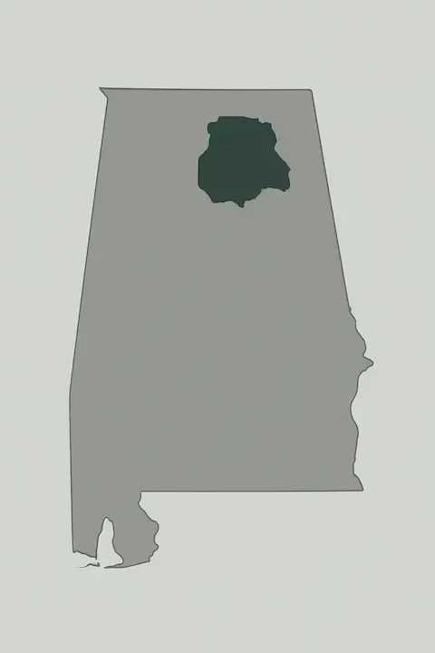 Map highlighting Huntsville, Alabama service area – Huntsville Mold Removal Pros.