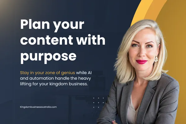 Plan your content with purpose. Stay in your zone of genius while AI and automation handle the heavy lifting for your kingdom business.