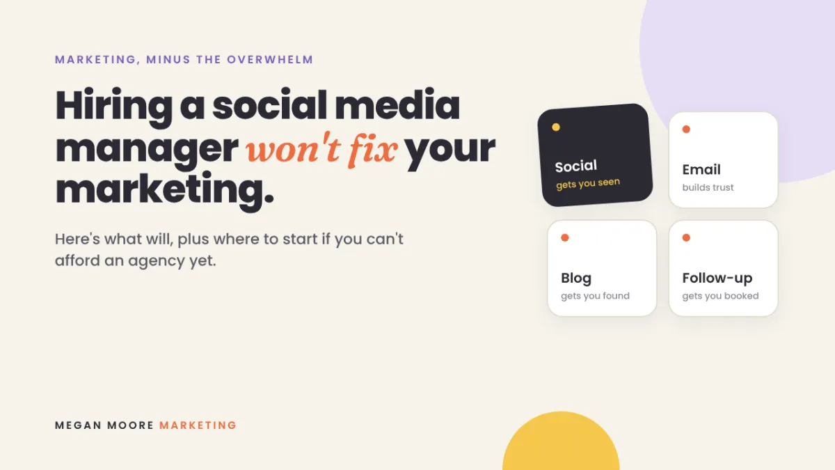 Hiring a social media manager won't fix your marketing - social, email, blog and follow-up puzzle pieces