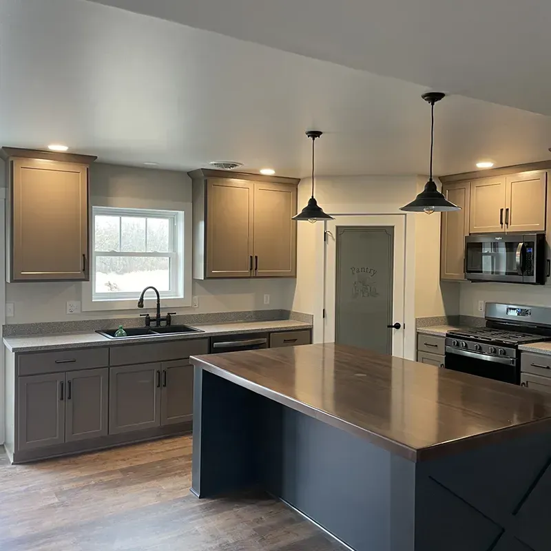 Well-lit residential living space with professional electrical work