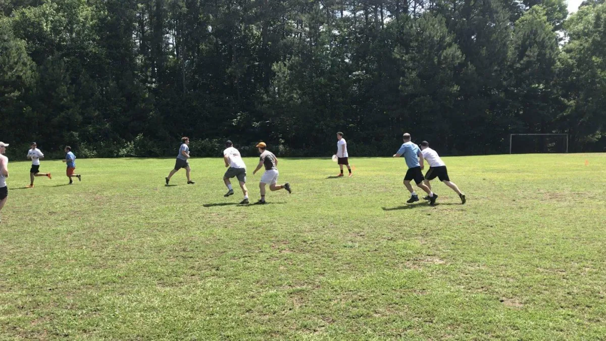 Community members enjoying The Fountain Field behind The Fountain Church in Lawrenceville