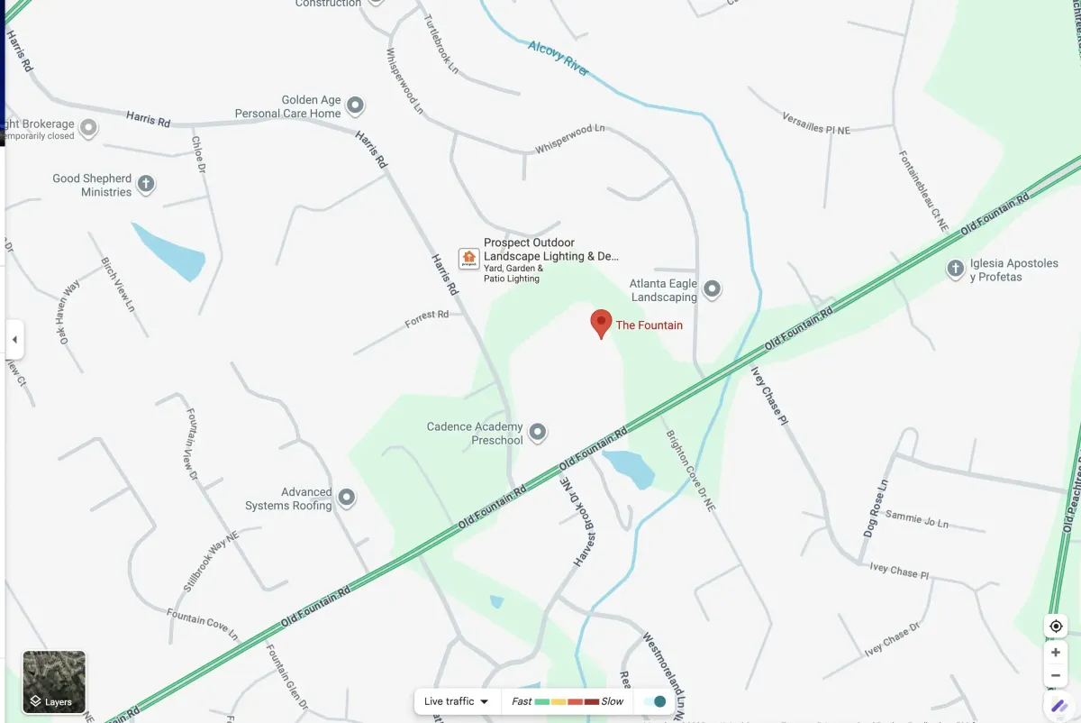 Map to The Fountain 1985 Old Fountain Rd, Lawrenceville, GA