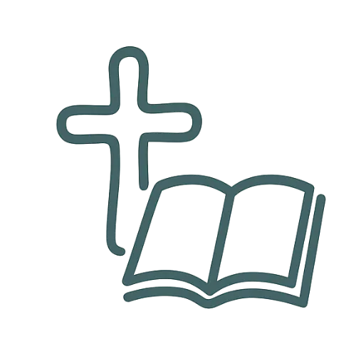 Christian Cross with a bible icon