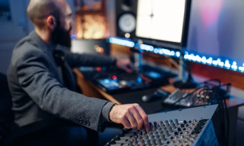 Audio engineer mastering sermon recording at The Fountain Church