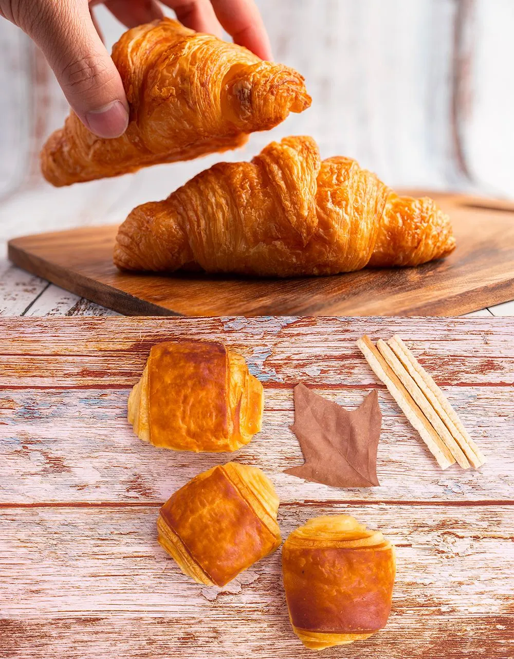 a close up of two pastries on a plate