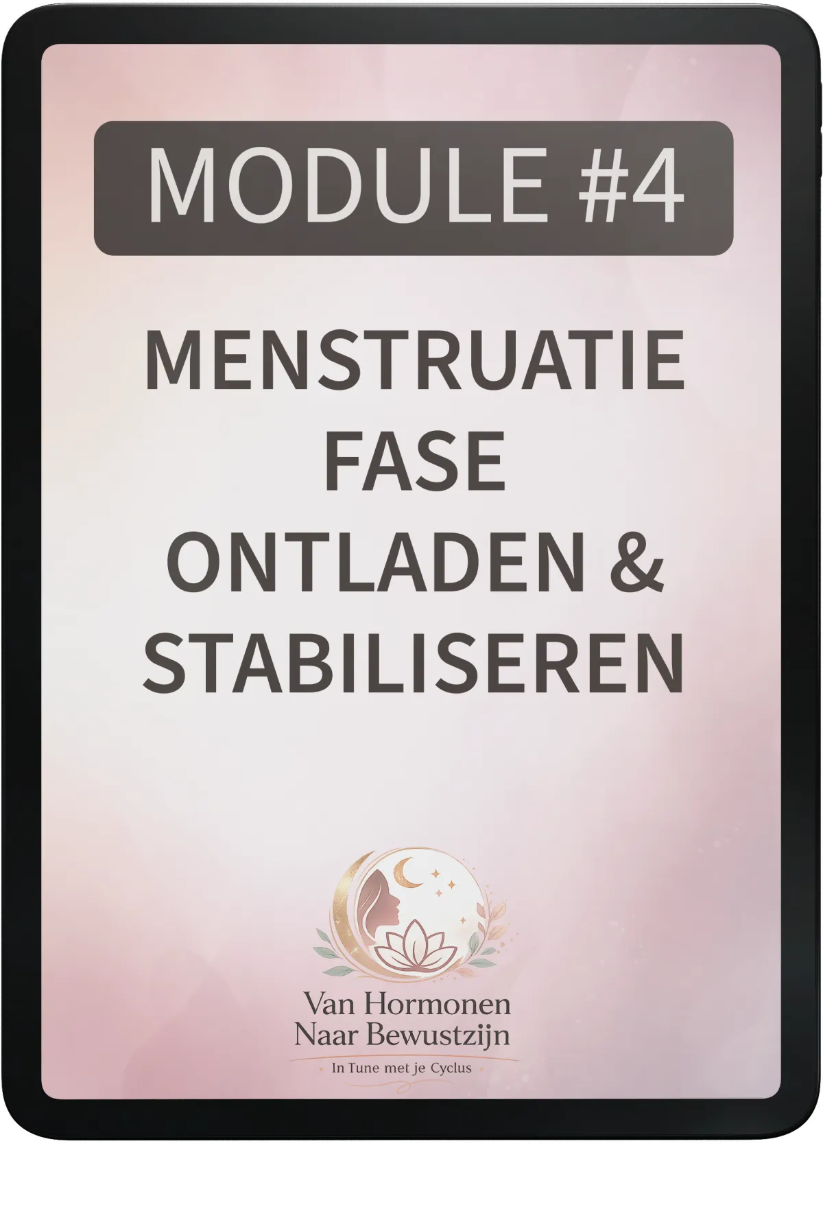 Digitaal programma ‘Van Hormonen naar Bewustzijn’ met 10 modules over menstruatiecyclus, voeding per fase, emotionele regulatie en bonusmaterialen.