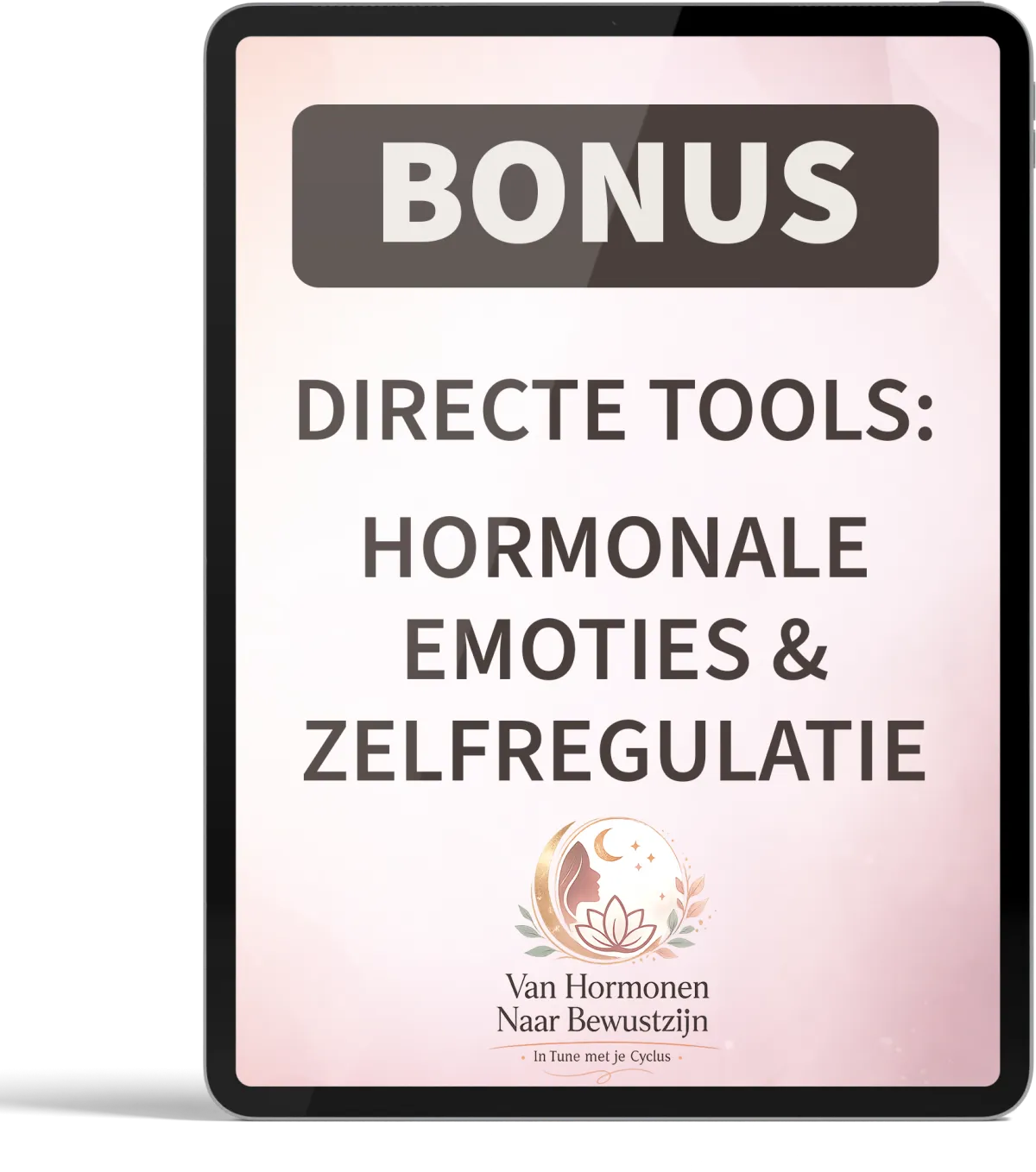 Digitaal programma ‘Van Hormonen naar Bewustzijn’ met 10 modules over menstruatiecyclus, voeding per fase, emotionele regulatie en bonusmaterialen.