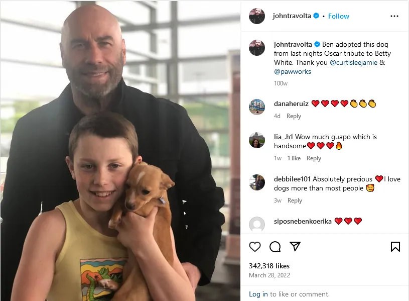 John Travolta Social Post - Paw Works Adoption
