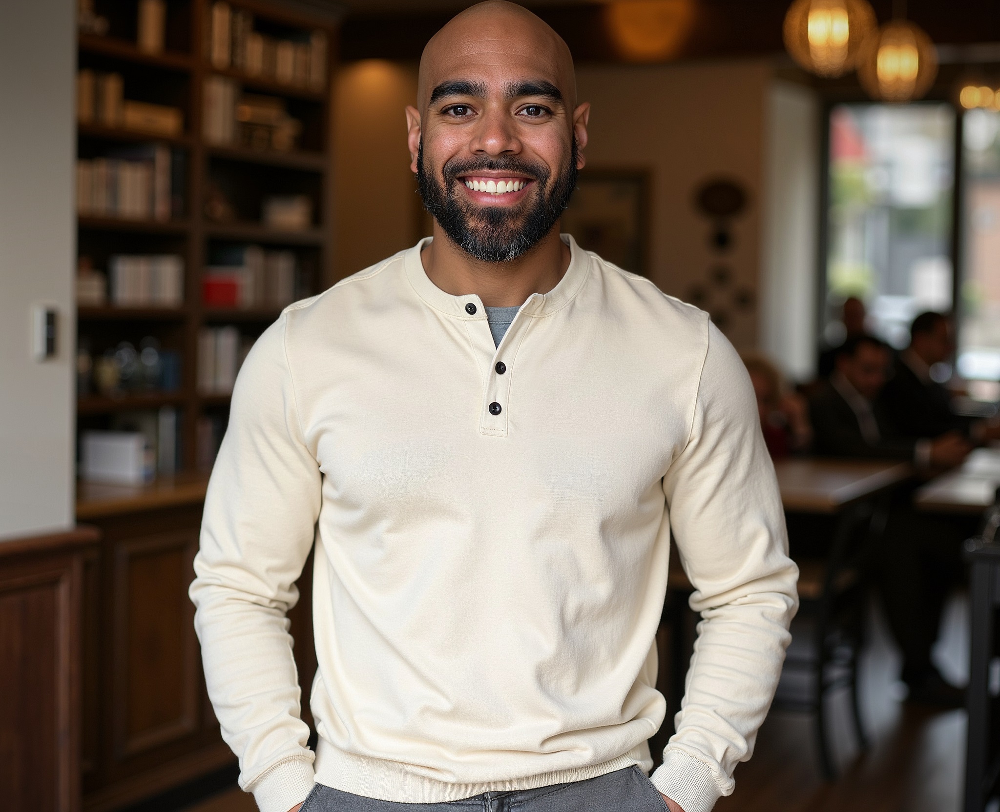 Zay in a candid, close-up portrait, smiling confidently, urban mural background, natural light, expressive eyes, casual style