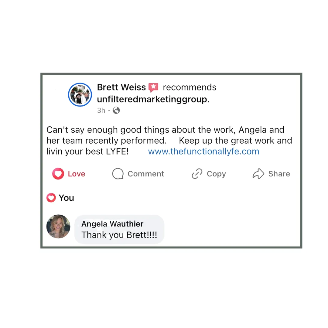 Unfiltered Marketing Group marketing and seo services for service-based businesses.  Client Testimonial: five-star review. 