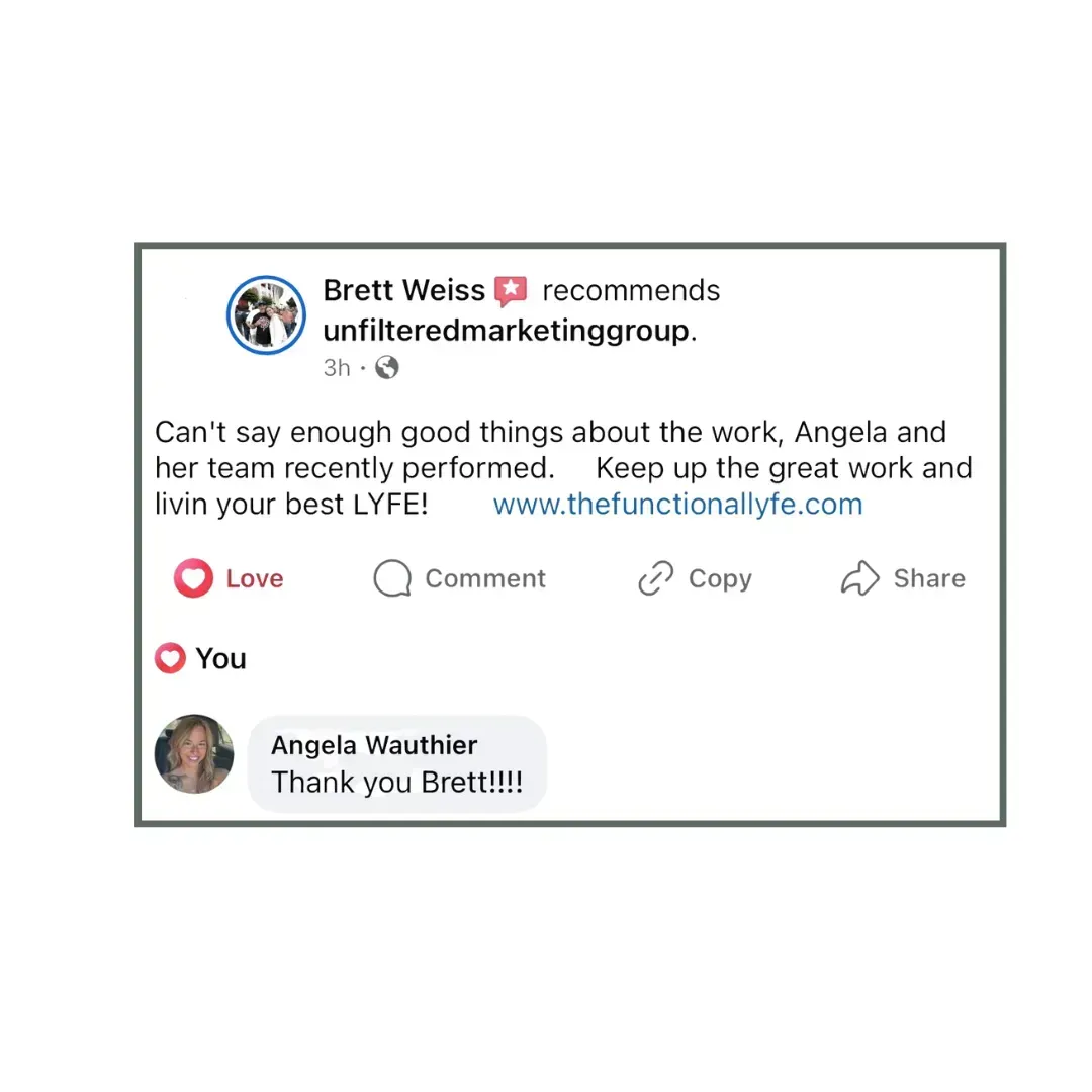 Unfiltered Marketing Group marketing and seo services for service-based businesses.  Client Testimonial: five-star review. 