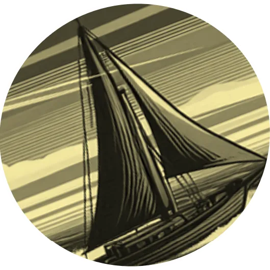 yellow sailboat in stormy seas
