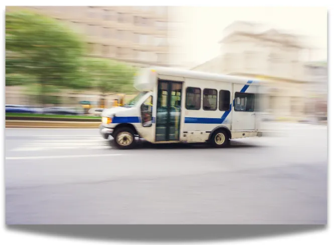 Rural bus in the city