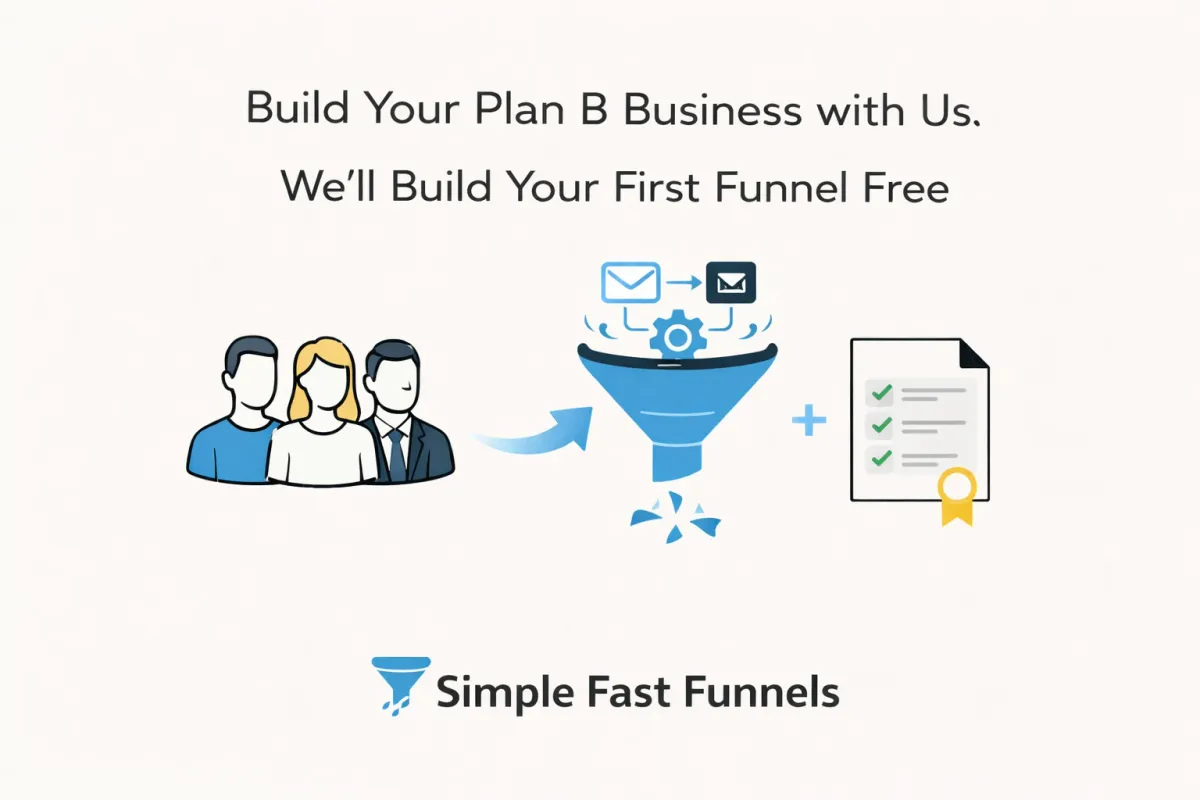 Build Your Plan B Business with Us. We’ll Build Your First Funnel Free
