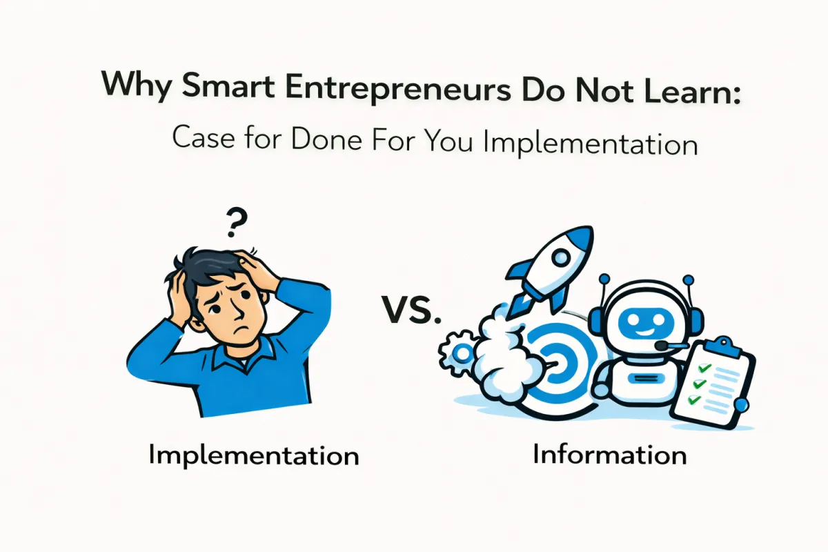 Why Smart Entrepreneurs Do Not Learn: Case for Done For You Implementation