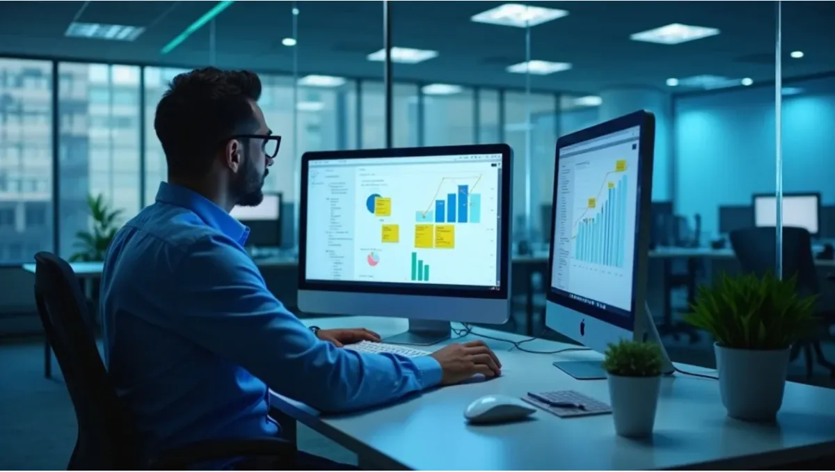 Man looking at theresult of optimizing landng paesanf blog cntent. 