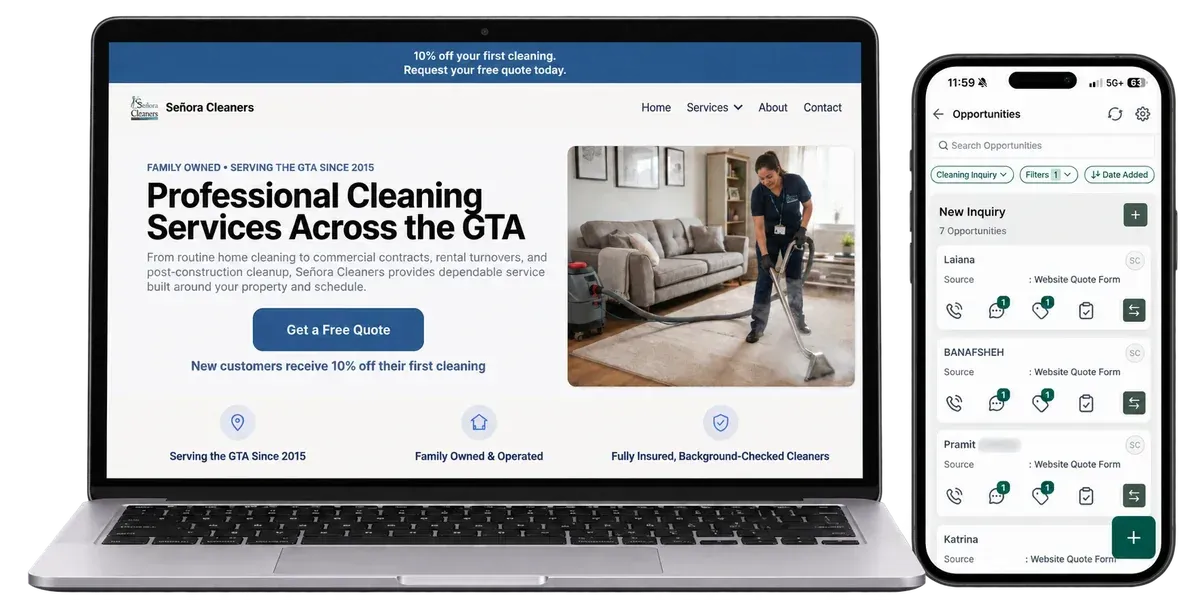 Señora Cleaners commercial and residential booking platform