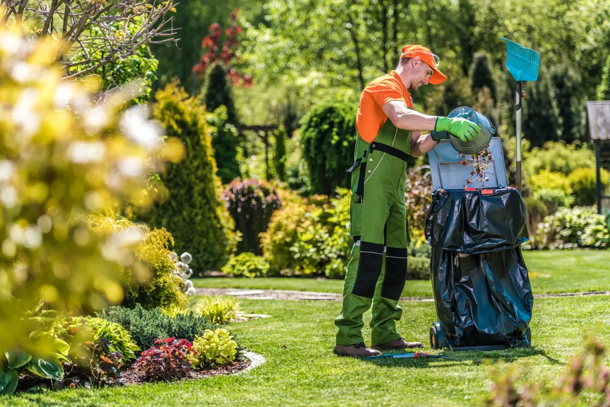 Seasonal landscape cleanup by 5 Star Grounds with leaf and debris removal in Northwest Arkansa
