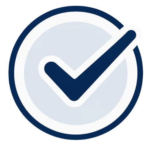 Checkmark icon inside a circle — representing verified content, trustworthy guidance, or completed steps for aging well with faith and purpose.