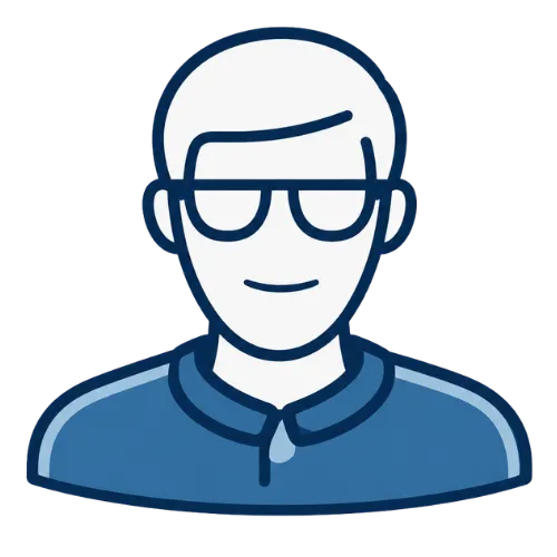 Avatar icon of an older adult with glasses — representing senior identity, wisdom, and guidance for baby boomers and retirees.